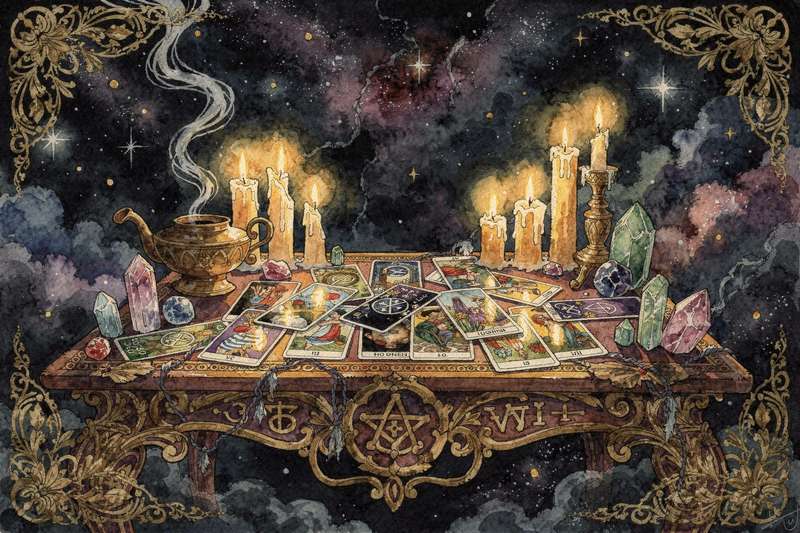 Cartas del tarot dispuestas en una tirada semanal que revelan mensajes y pronósticos para el mes de junio.