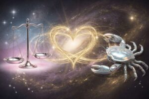 Pareja heterosexual en un momento íntimo, representando la conexión emocional y equilibrada entre dos signos del zodiaco.