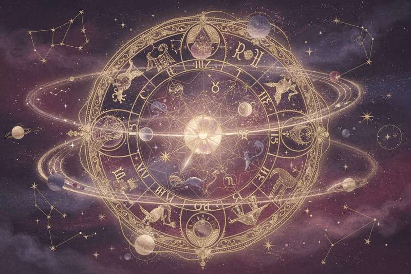 Representación simbólica del planeta Mercurio transitando hacia la constelación de Piscis, mostrando la conexión entre la...