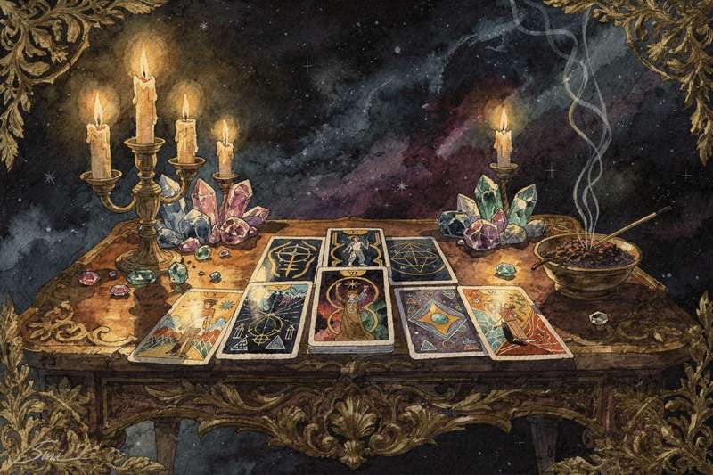 La Suma Sacerdotisa revelando los misterios del conocimiento oculto y la intuición interior en el tarot.