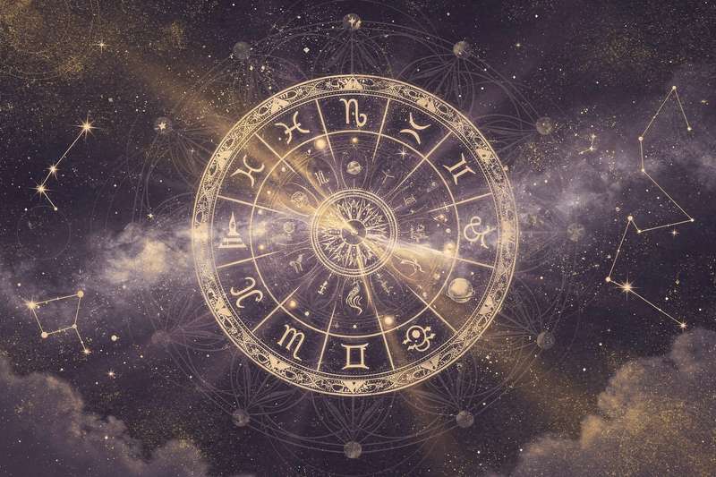 Representación simbólica de los doce signos zodiacales con énfasis en la influencia del planeta Marte en la personalidad.