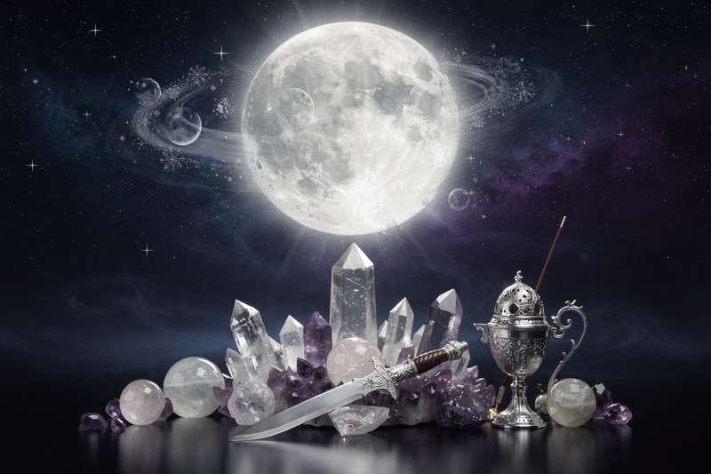 Ciclo completo de las cuatro fases principales de la Luna desde la Luna Nueva hasta la Luna Llena.