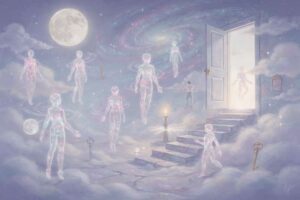 Representación simbólica de figuras y arquetipos que aparecen en sueños como reflejo del inconsciente.