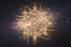 Representación visual de secuencias numéricas repetidas que simbolizan mensajes espirituales y orientación divina en la...