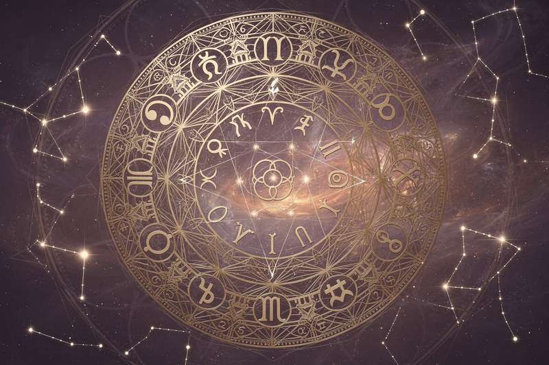 Representación de los doce signos zodiacales con frases motivacionales para comenzar el año con propósito y energía positiva.
