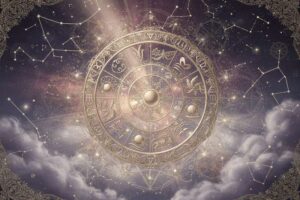 Planeta Mercurio brillando sobre el horizonte nocturno con constelación de Sagitario al fondo.